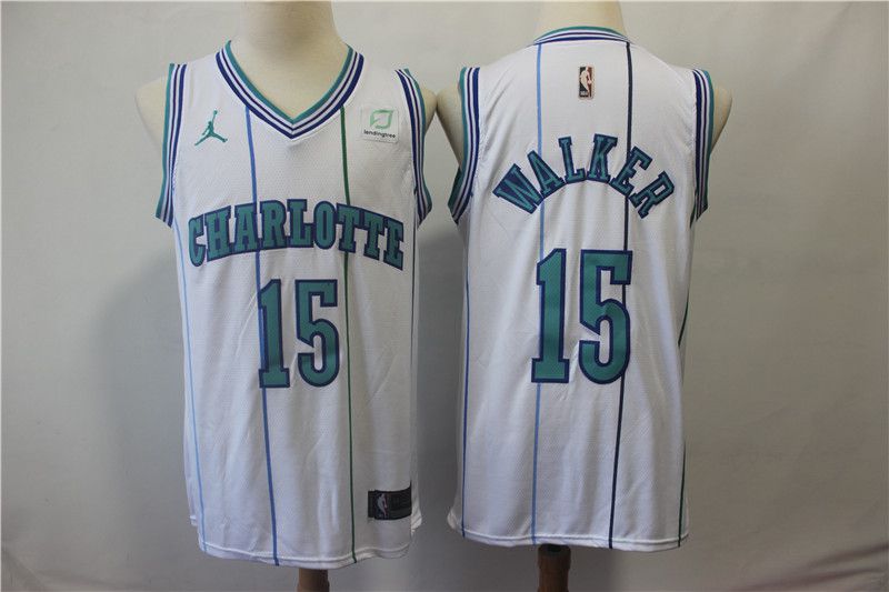 Men Charlotte Hornets #15 Walker White Jordan Swingman Hardwood Classics NBA Jersey->boston celtics->NBA Jersey